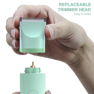 Recortadora de vello corporal eléctrica con carga USB para mujer, cabezales de cuchillas de cerámica reemplazables, recortadora de bikini, afeitadora facial, base de carga USB - Product Image 4