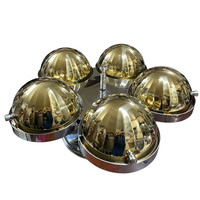 Hotel Restaurant Catering Luxus Golden Round SS201 Revolving Chafing Dish 5 in 1 rotierendes Buffet-Set mit goldenem Bezug