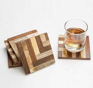 Posavasos Redondos de Madera de Acacia de Alta Calidad, Clásicos y Ecológicos, con Caja de Madera de Acacia, Hechos en India - Product Image 3