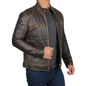 2025 chaqueta de cuero Real Vintage personalizable para hombre, chaqueta informal de estilo de motocicleta, traje de moda de invierno para hombre, envío DDP - Product Image 3