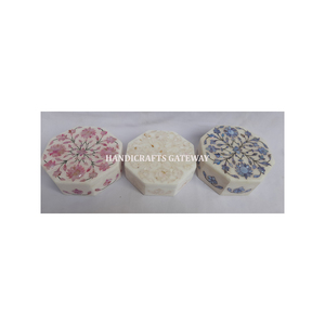 Indian Manufacturer Of White Marble Mother Of Pearl Inlay Jewelry Box Multicolor Fine High Quality Finishing For Business Gift - Product Image 1