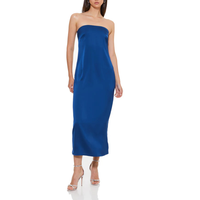 Robe de soirée longue en satin tissé style OEM/ODM, taille naturelle, fermetures éclair, haute qualité, logo personnalisé, 100 % polyester