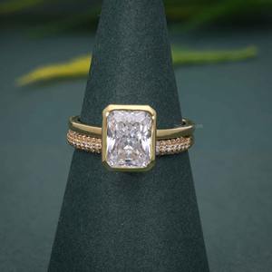 Anillo de Compromiso Solitario con Diamante Cultivado en Laboratorio con Certificación IGI, Estilo Antiguo, Radiante, VVS, con Anillo de Bodas de Oro de 14k para Mujer - Product Image 3