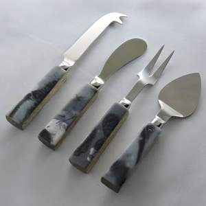 Juego de cuchillos para mantequilla con hoja de acero inoxidable y mango de resina en blanco y negro de estilo más trending, cuchillo para cubiertos de cocina - Product Image 5