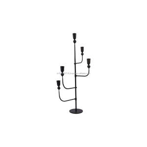 Decorative <b>black</b> metal <b>candelabra</b> with crystal accents for modern home living room or festive event decoration - Product Image 2
