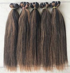 เครื่องดับเบิล Wefted เวอร์จินนุ่มและเนียนดิบอินเดียวัดสี No. 1B/30ตรงมนุษย์ผมส่วนขยายการรวมกลุ่มผมผู้ขาย - Product Image 1