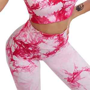 Breathable Tie Dye High-Waisted Gym <b>Leggings</b> and Sports Bra Set <b>Women's</b> Fitness printed Yoga set <b>Women</b> compression <b>cropped</b> - Product Image 6