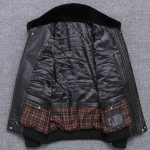 แจ็กเก็ตหนังแท้สำหรับผู้ชายเสื้อแจ็คเก็ตหนังวัวเปิดปิดดีไซน์ตามสั่ง - Product Image 3
