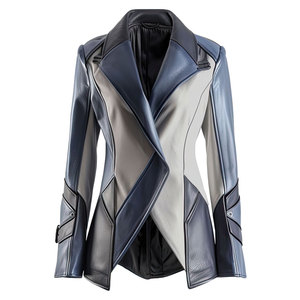 เสื้อเบลเซอร์หนังแกะแท้ของผู้หญิงเสื้อเบลเซอร์ผู้หญิงน้ำหนักเบาสีน้ำเงินไพลิน - Product Image 1