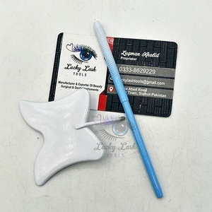 Private Label Stainless Steel Butterfly Shape Eyelash Extension Storage <b>Mirror</b> <b>Sky</b>-Blue White Double Color Customized Color - Product Image 4