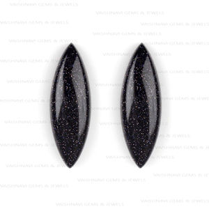 หินทรายสีฟ้าจากกาแล็กซี่ธรรมชาติคุณภาพสูง10X30มม. ทรงแบนราบปรับเทียบหลังอัญมณีหลวมสำหรับทำเครื่องประดับ - Product Image 1