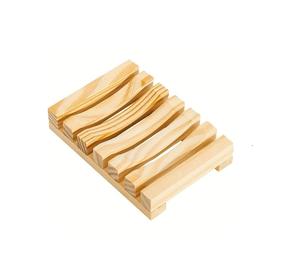 Soporte de madera maciza para jabonera con ranuras de drenaje Accesorio moderno duradero para uso diario en interiores de baño - Product Image 4