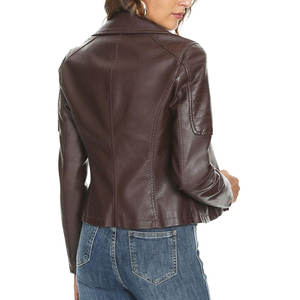 Chaqueta de cuero para mujer diseño superventas único chaquetas de cuero sólidas para mujer - Product Image 4