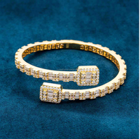 Bracelet manchette en argent sterling 925 avec diamants baguette VVS, style hip-hop, pour femme, idéal pour les fêtes, livraison directe