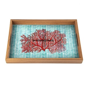 Bandeja de Madera para Servir Alimentos, Ensaladas y Frutas, Diseño Occidental, Equipo de Catering, Bandeja Decorativa Cuadrada para Cafetería - Product Image 1