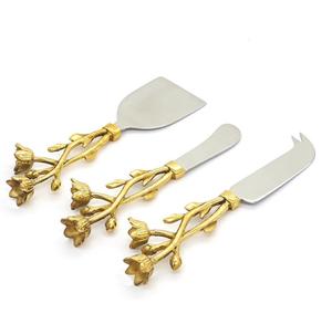 Gran oferta, juego de cuchillos de queso de mantequilla de estilo Floral de calidad superior, decoración de logotipo personalizado, rebanador de uso de comedor y cocina para Hotel - Product Image 3