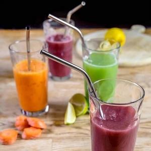 Juego de Pajitas Reutilizables de Acero Inoxidable, Retorcidas, Rectas y Curvas, con Cepillo de Limpieza, Duraderas, Ecológicas, para Uso en Bares - Product Image 3