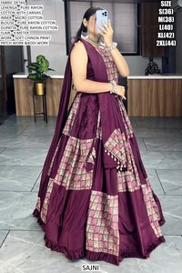 Lanzamiento de un nuevo diseñador de ropa de fiesta Lehenga Choli semicosido con tela Dupatta Set Pure Rayon Cotton - Product Image 3