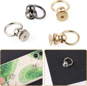 JSCREW シカゴ パシファイヤーリング スタッドスクリュー 回転ボールポストヘッドボタン Dリング ネイルリベット 亜鉛メッキ真鍮鉄製 袋詰め - Product Image 5