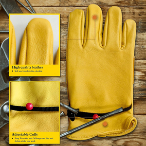 Guantes de Trabajo de Cuero para Hombre, Económicos, de Seguridad, de Cuero Vacuno, para Construcción, Jardinería Industrial - Product Image 2