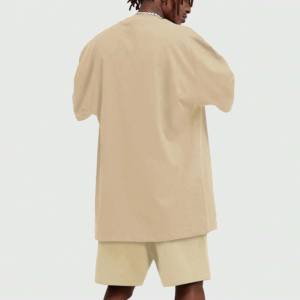 Ensemble T-shirt et short décontracté pour homme de qualité supérieure, séchage rapide, motif uni, polyester/coton, vente en gros - Product Image 2