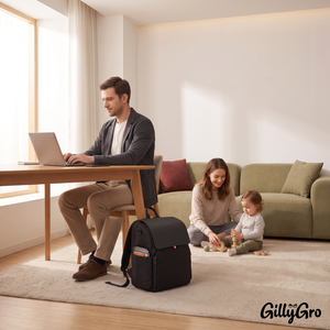 Sac à langer moderne pour maman, sac à langer premium pour bébé, siège rehausseur portable |   GillyGro Pro Style Japonais 20-35L Polyester avec fermeture éclair - Product Image 4