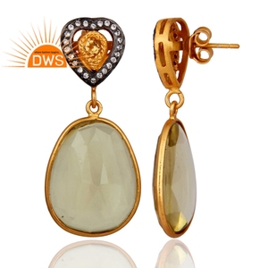 Boucles d'oreilles en topaze citron naturelle, argent sterling plaqué or 18 carats, boucles d'oreilles pendantes, fournisseur de bijoux en CZ - Product Image 3