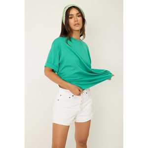 Camiseta Holgada Informal de Cuello Redondo Básico de Viscosa/Poliéster - Product Image 4