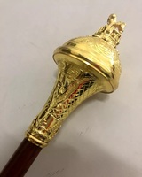 Drum Major Customized Ceremonial Mace with Stainless Steel Malacca Cane 54''/62'' Gold Plated Head Embossed Design Carrying Bag