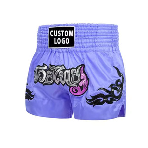 Pantalones cortos de Muay Thai de satén bordados personalizados para hombre, cintura de alta calidad y logotipo personalizado, ropa de entrenamiento de kickboxing y artes marciales - Product Image 2
