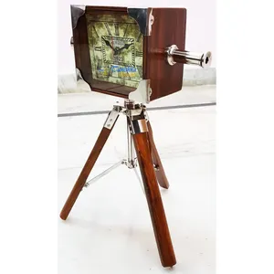BRITISH INDIA STYLE PROJECTOR RETRO DISPLAY MODEL HOME DECORATION CORNER PIECE CLOCK WITH TRIPOD STAND
