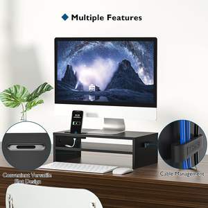 Soporte de monitor Riser 2 Tiers Soporte de monitor de madera con organizador de almacenamiento Soporte de monitor ergonómico de escritorio Riser - Product Image 2