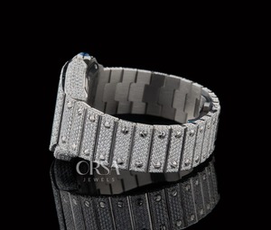 Reloj blanco de calidad de exportación con diamantes naturales con brillo elegante y estilo ostentoso para hombre disponible a precio de exportación - Product Image 3
