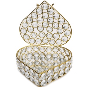 Metal And Glass Golden Finished Hand Made High Quality Decorative Luxury Jewellery Box for <b>Rings</b> Necklace & Pendant - Product Image 4