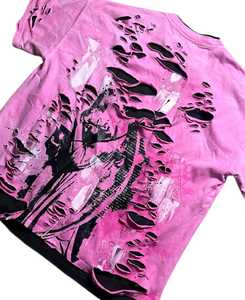 Camisetas de algodón 100% de alta calidad, camiseta de doble capa, la primera capa es una serigrafía desgastada completa + camiseta pintada a mano - Product Image 2