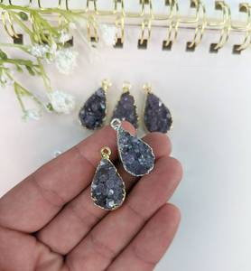 Colgante de amatista en forma de lágrima, joyería de cristal Natural chapada en oro de 14K de Plata de Ley 925 galvanizada para mujer - Product Image 2