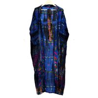 Kimono Tie Dye de style bohème Vintage en pur coton Sari imprimé Robe thermique de nuit pour un usage domestique Hippie vacances au printemps XS