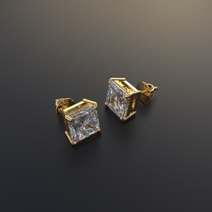 Avarta Jewellery Oro de 18K 1 quilate Cada uno Moissanite Princess Cut Stud Pendientes - Product Image 3
