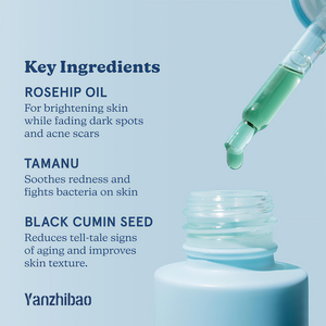 Aceite facial para acné Suero para el acné no comedogénico con aceite de rosa mosqueta Semilla de comino negro Tansy azul - Product Image 3