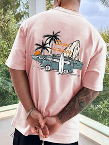 เสื้อยืดผ้าฝ้ายเนื้อนุ่มของผู้ชายเสื้อยืดฟอกสีพิมพ์ลายวินเทจได้รับความนิยมใน100% ฟิตเนส - Product Image 3