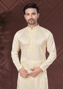 Silk/Cotton Double Breasted Winter Safari <b>Jacket</b> with Embroidery and Sequins Front Logo - Product Image 3