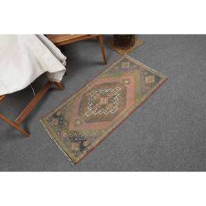 Orange Vert Bohème Vintage Tapis Turc 1.7 X 3.3ft Classique Rectangle Patchwork Conception Laine Viscose Latex Écologique Moyen - Product Image 3