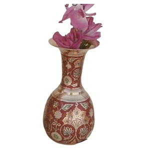 Florero de latón de alta calidad con grabado multicolor acabado dorado para decoración del hogar florero decorativo de mesa - Product Image 5