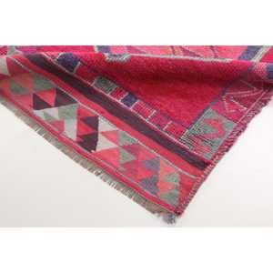 Turkish Vintage Rug 3.4x11.6 ft (104x353 cm), <b>Red</b> <b>Wool</b> Rug - Product Image 5