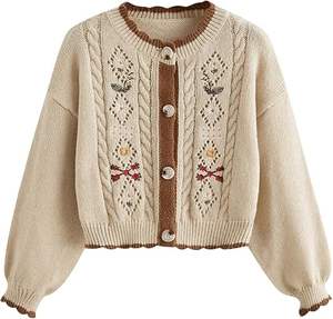 Pulls pour femmes, pull en tricot jacquard personnalisé, col rond, pour femmes, saison d'automne - Product Image 1