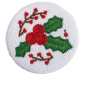 Colorful Seed Beads <b>Coaster</b> Handmade Embroidery Style Art Premium <b>Beaded</b> <b>Coaster</b> Seed Beads Embroidery Table Style - Product Image 3