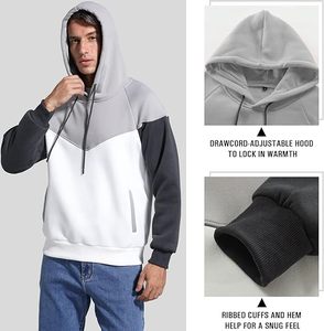 Sudadera con Capucha de Forro Polar de Peso Medio para Hombre, Sudadera Informal con Capucha y Bloques de Color con Bolsillos - Product Image 4