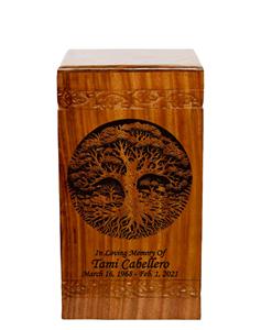 Wooden Cremation <b>Urn</b> <b>Large</b> Size Human Funeral <b>Urn</b> with Personalization (Tree of Life) - Product Image 1