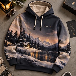 Christmas Inspired Custom Unisex Hoodies Winter Pullover Sweatshirt 100%Cotton Fleece Breathable OEM Clothing Manufacturer - Product Image 5