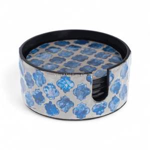 ชุดจานรองแก้วมุกทำมือ พร้อมกล่องมุกตกแต่งสำหรับเก็บจานรองแก้วและตกแต่งบ้าน - Product Image 1